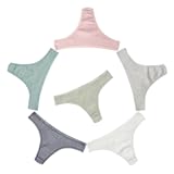 6 Pack Women&apos;s Thongs Underwear Cotton Breathable Panties Hipster Bikini