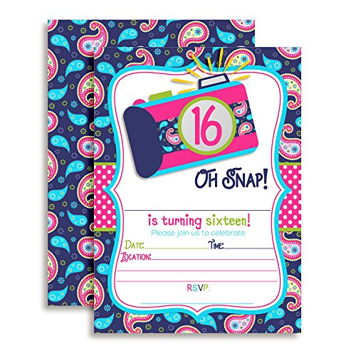 Invitaciones para fiesta de 16 años AmandaCreation pack de 20 tarjetas de cumpleaños con sobres