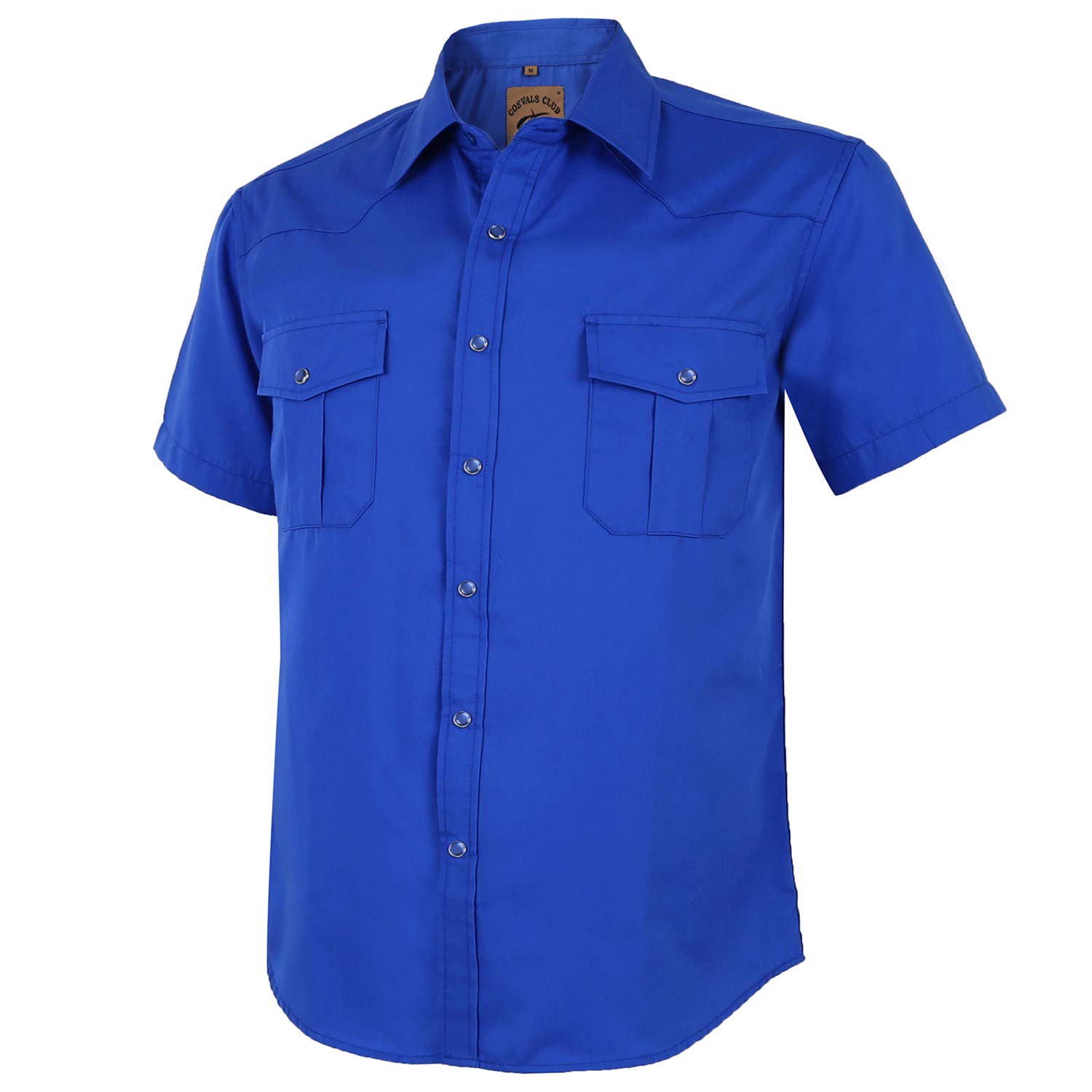 COEVALS CLUB Men's Western Plaid Pearl Snap Buttons Two Pocket Casual Short Sleeve Shirts