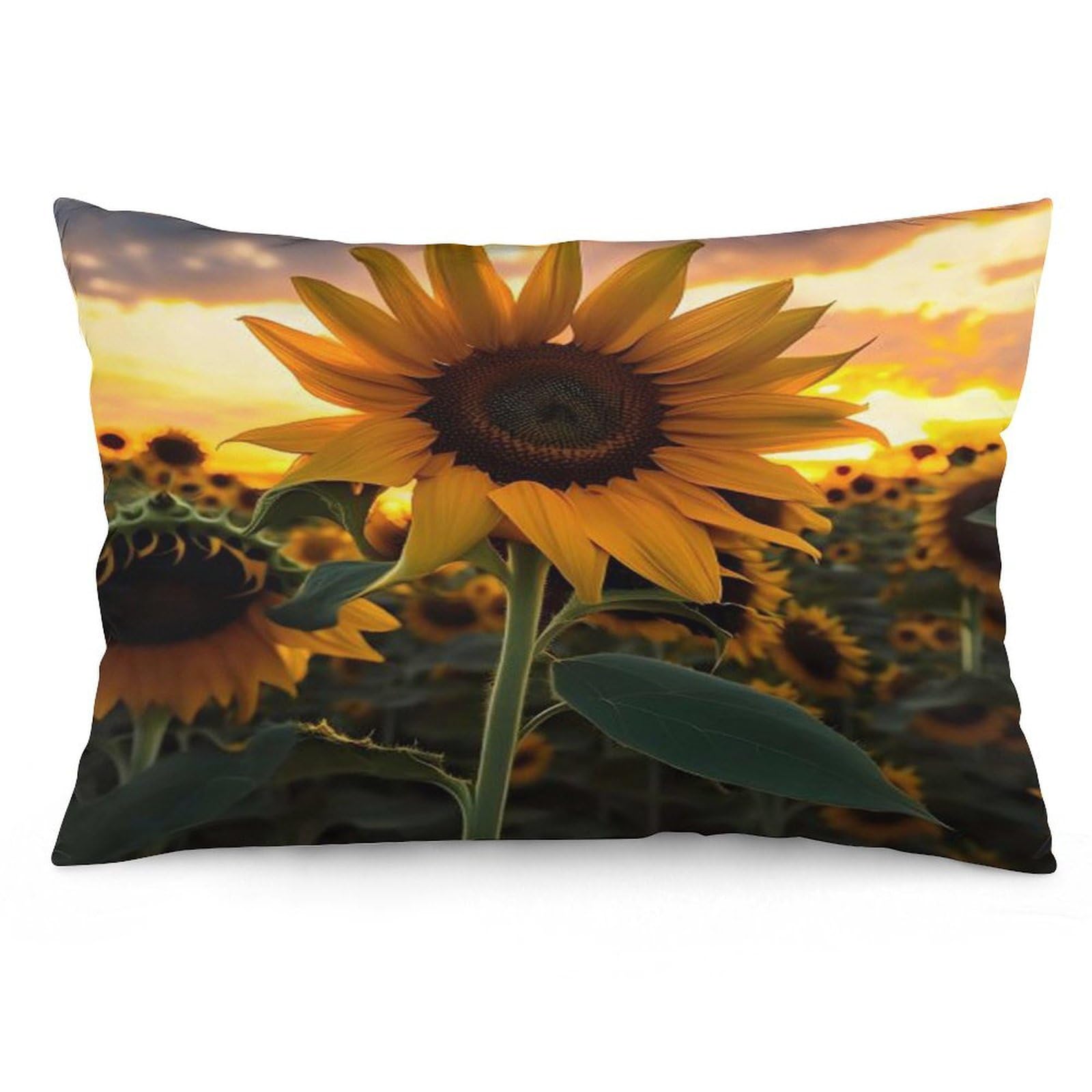 Farm Sunflower Throw Pillow Cover Soft Lumbar Pillow Covers with Zipper Breathable Rectangular Cushion Case Polyester Pillow Case Decorative Body Pillow Cover for Couch Bed