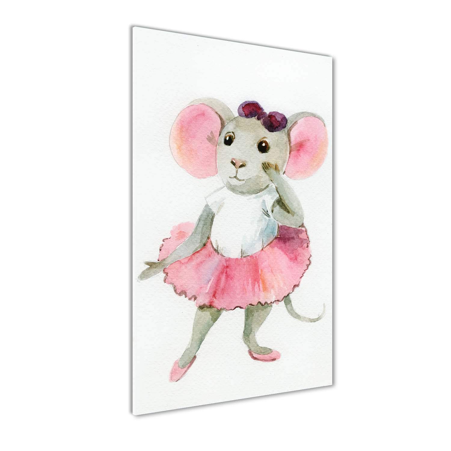 Impression sur verre 60x120 cm rose | Tableau déco panoramique souris ballerine cuisine salon