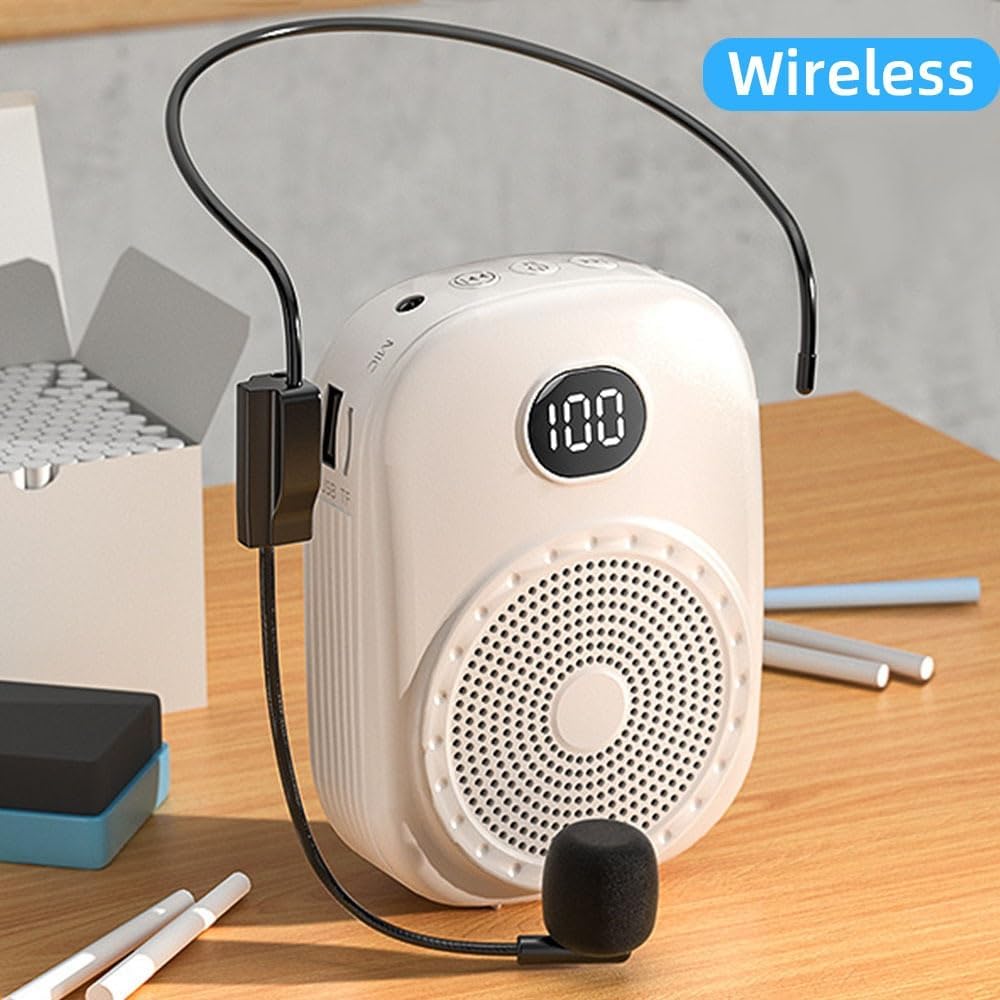Amplificador de voz de 8 W con micrófono inalámbrico, altavoz PA personal portátil, altavoz recargable de 4600 mAh para profesores, entrenadores, guías turísticos y actividades al aire libre
