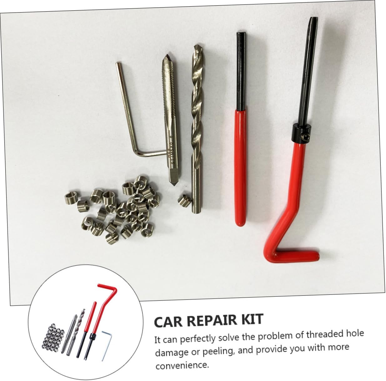 Gatuida 30pcs Thread Repair Insert Kit Durable Tool Set for Internal Thread Restoration Easy to Use for Engine and Automotive Applications Complete Configuration for Repairs