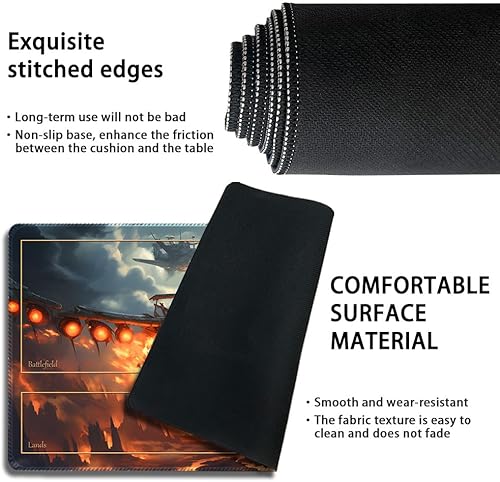 Miniatura 52 de Tapete de juego MTG cosido de alta calidad con zonas y parte trasera de goma antideslizante, tapete de juego TCG para MTG y otros juegos de cartas