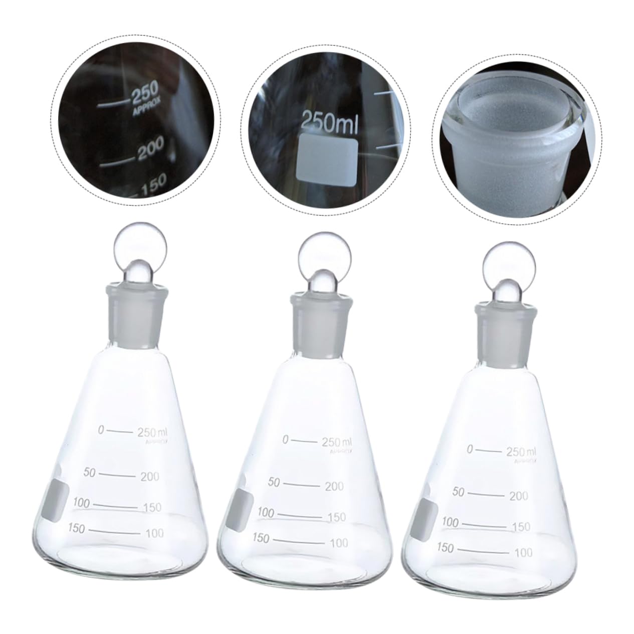 3 Uds Matraz Erlenmeyer Matraces Cónicos De Borosilicato Matraz De Laboratorio Matraz Cónico De Laboratorio Matraz Cónico Engrosado Laboratorio De Química Matraces De Ebullición