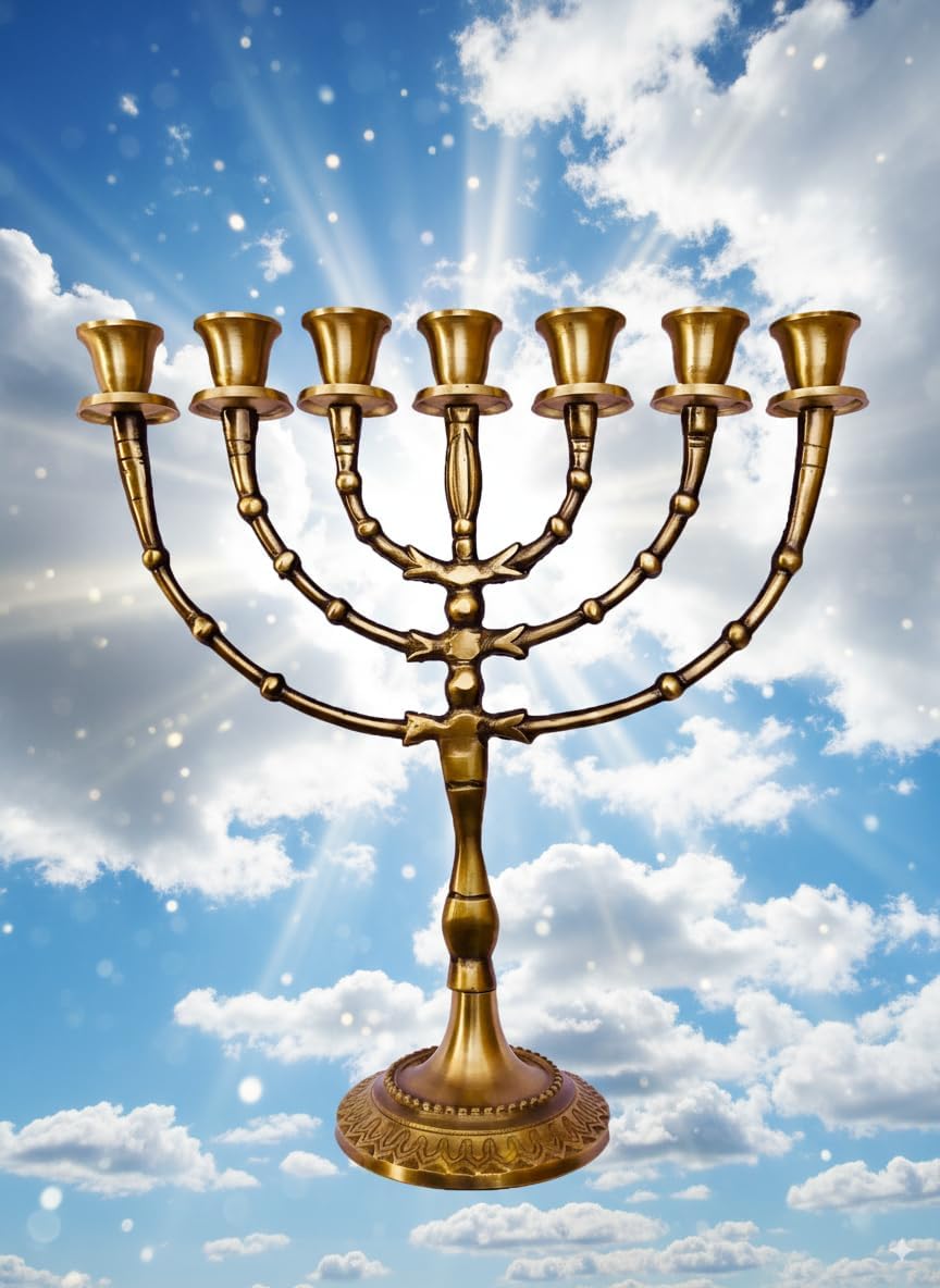 11" high Brass, 7 Branch, Menorah Candles, Brand: Salomon's Menorah, Holyland Beautiful Menorah from Israel The holy Land Jerusalem Antik Jewish minora Candle Holder