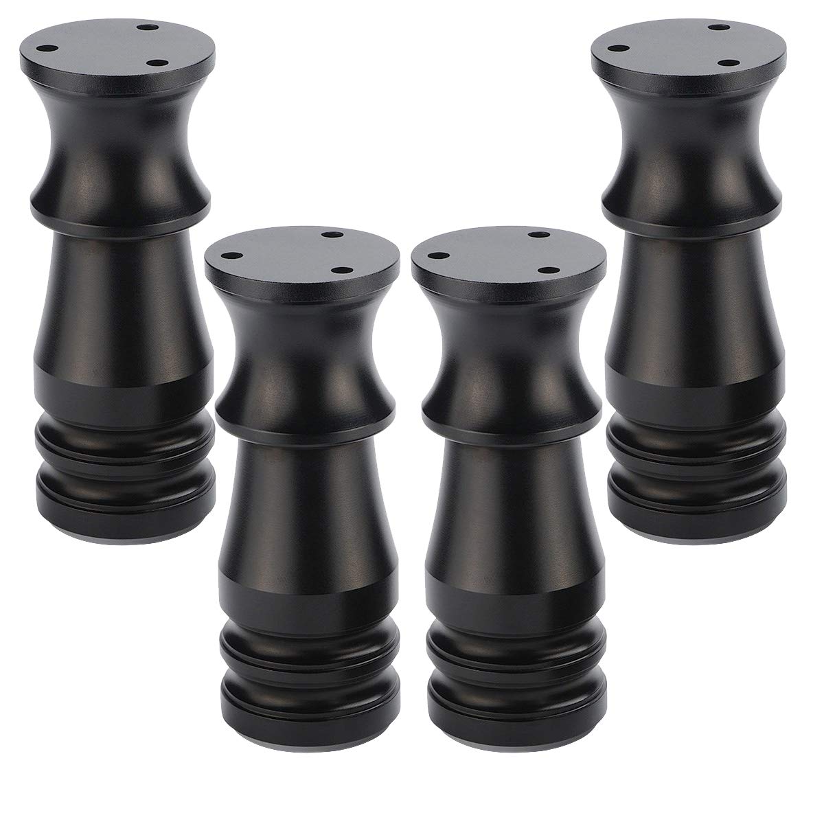 Hyever 6" Aluminum Sofa Legs Black Adjustable Heavy-Duty Furniture/Cabinet/Tables/Chairs Feet, with Non-Slip Rubber Pads Set of 4