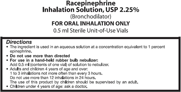 12458900 S2 Racepinephrine Inhalation Solution - Pack of 30