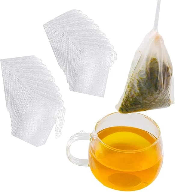 50 Pcs Tea Bags Empty Tea Bags for Loose Tea, Paper Tea Filter Bags Disposable Tea Bags Mini Paper Tea Filter Bags Tea Infuser for Loose Tea with Drawstring(White)