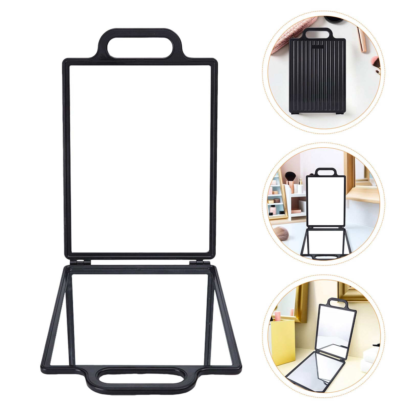 VICASKY Miroir de Coiffure Double Face Pliable Compact Portatif Noir pour Professionnels Salon Coiffure Plateau de Rangement