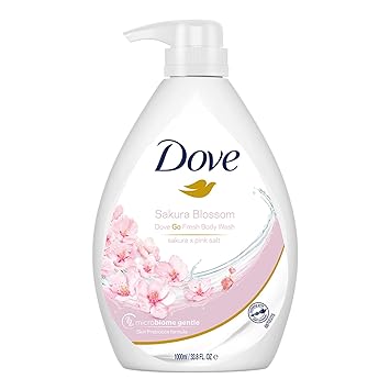 Dove Refreshing Sakura Blossom Body Wash with Himalaya Pink Salt for Replenished Skin, 1L