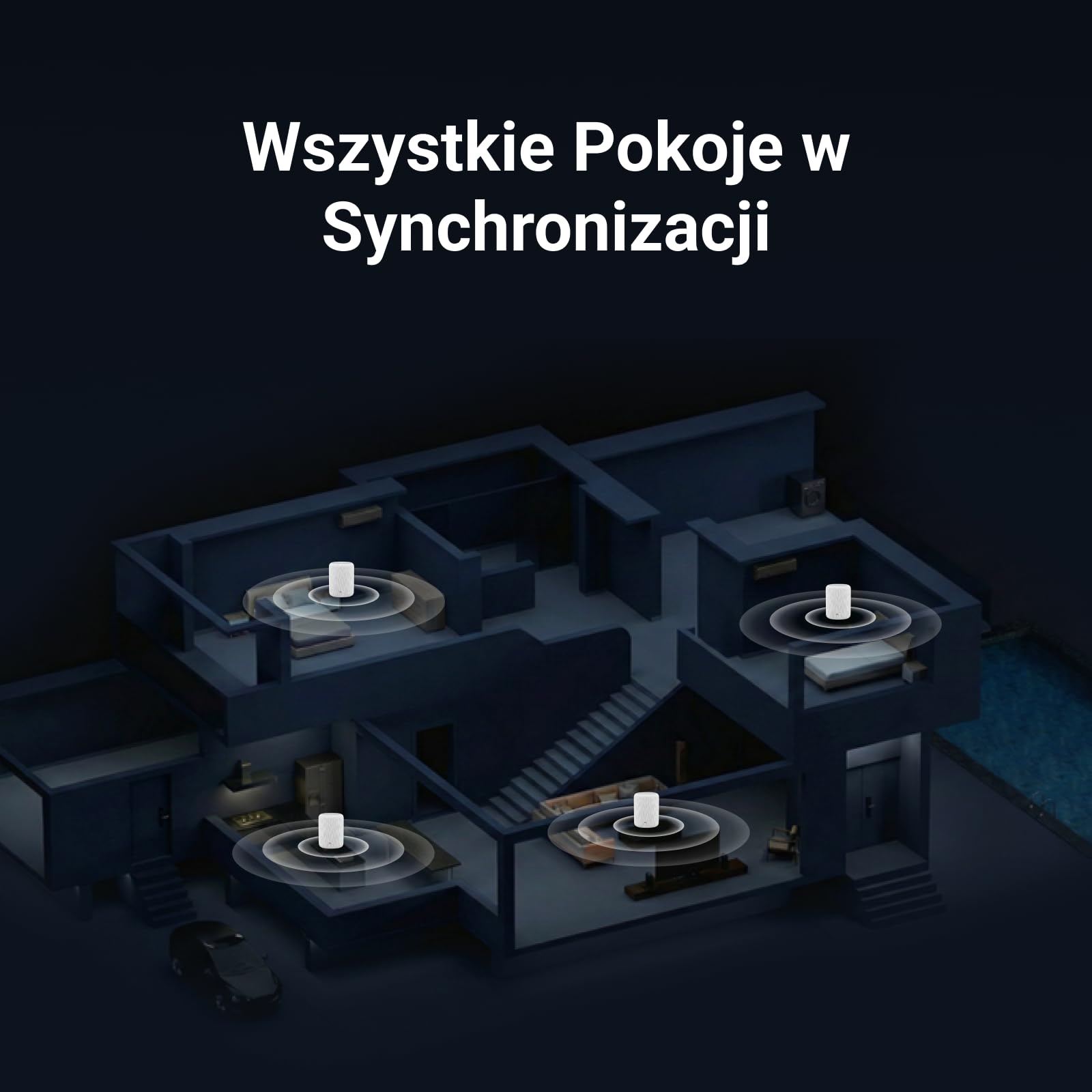WiiM Sound Lite Smart Speaker, Hi-Res 24-bit/192 kHz, Korekcja Akustyki Pomieszczenia AI RoomFit™, Moc Szczytowa 100W, Wi-Fi 6E/Bluetooth 5.3, Multi-Room i Parowanie Stereo, Czarny