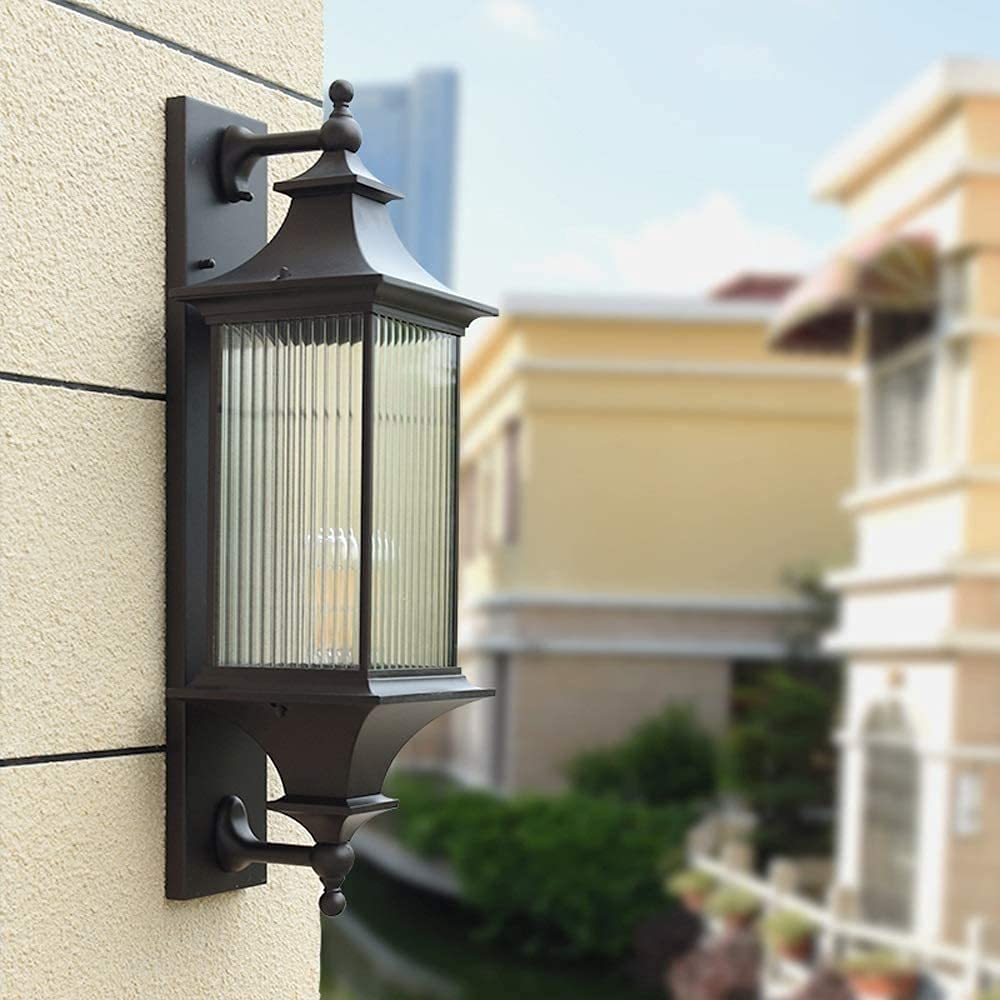 Applique Murale Extérieur Étanche Cour Balcon Lanterne en Verre Jardin Terrasse E27