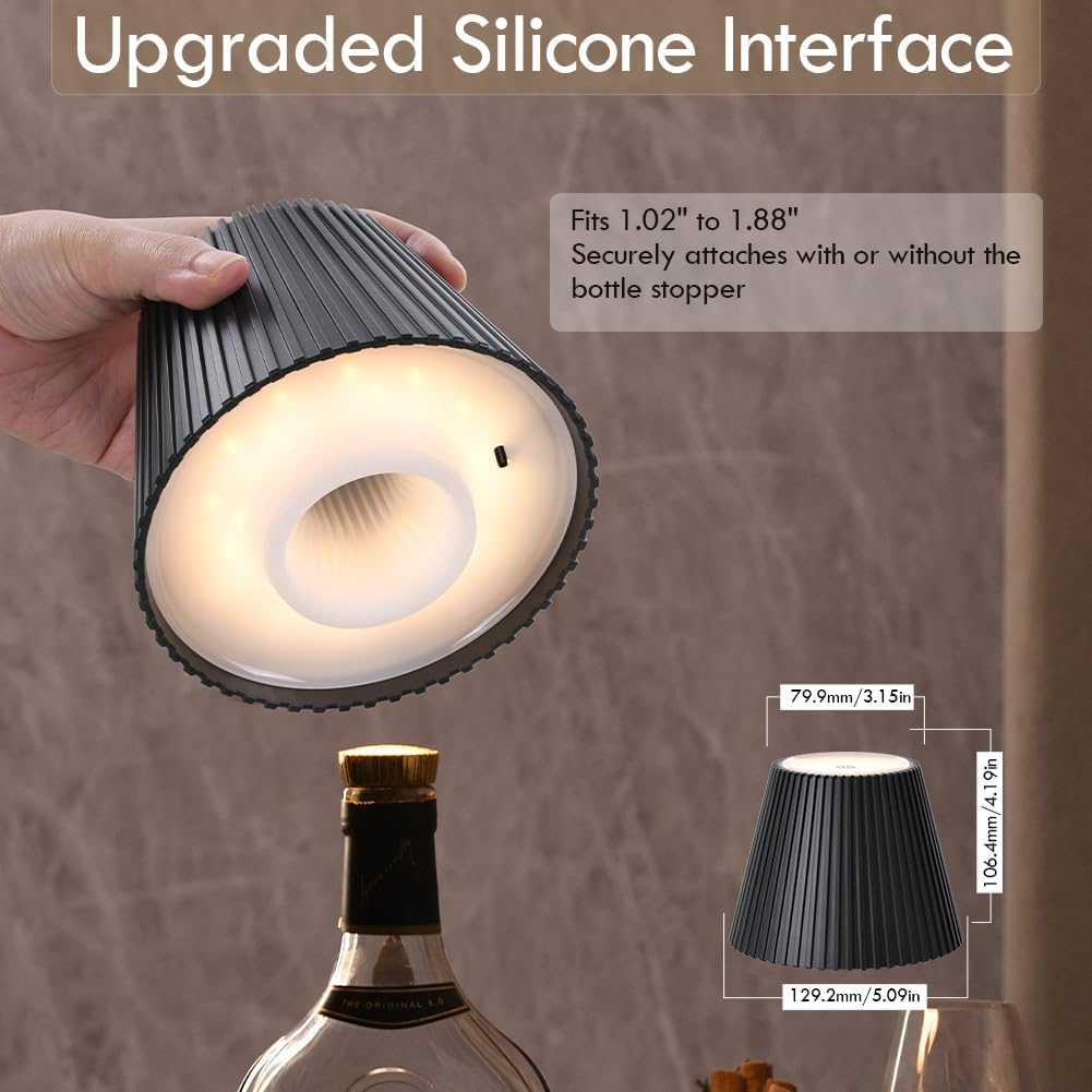 WILIT Wireless Lamp Shades for Liquor Bottle Lights, 3 Level Brightness Cordless Table Lamp, Table Top Decor for Living Room, Wine Lamp Touch Lamps for Nightstand, Housewarming Gifts New Home