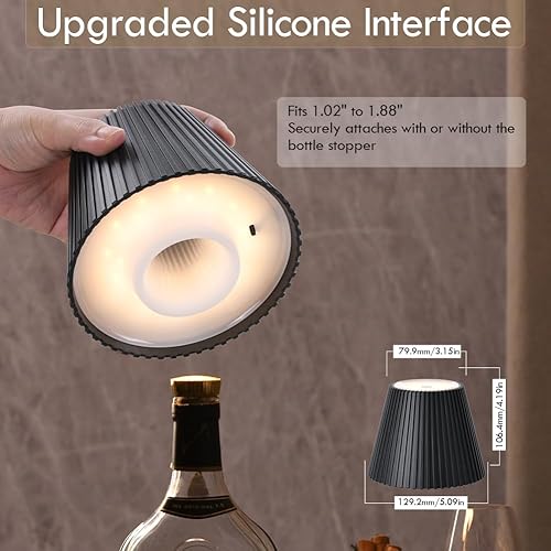 Miniatura 6 de WILIT Wireless Lamp Shades for Liquor Bottle Lights, 3 Level Brightness Cordless Table Lamp, Table Top Decor for Living Room, Wine Lamp Touch Lamps