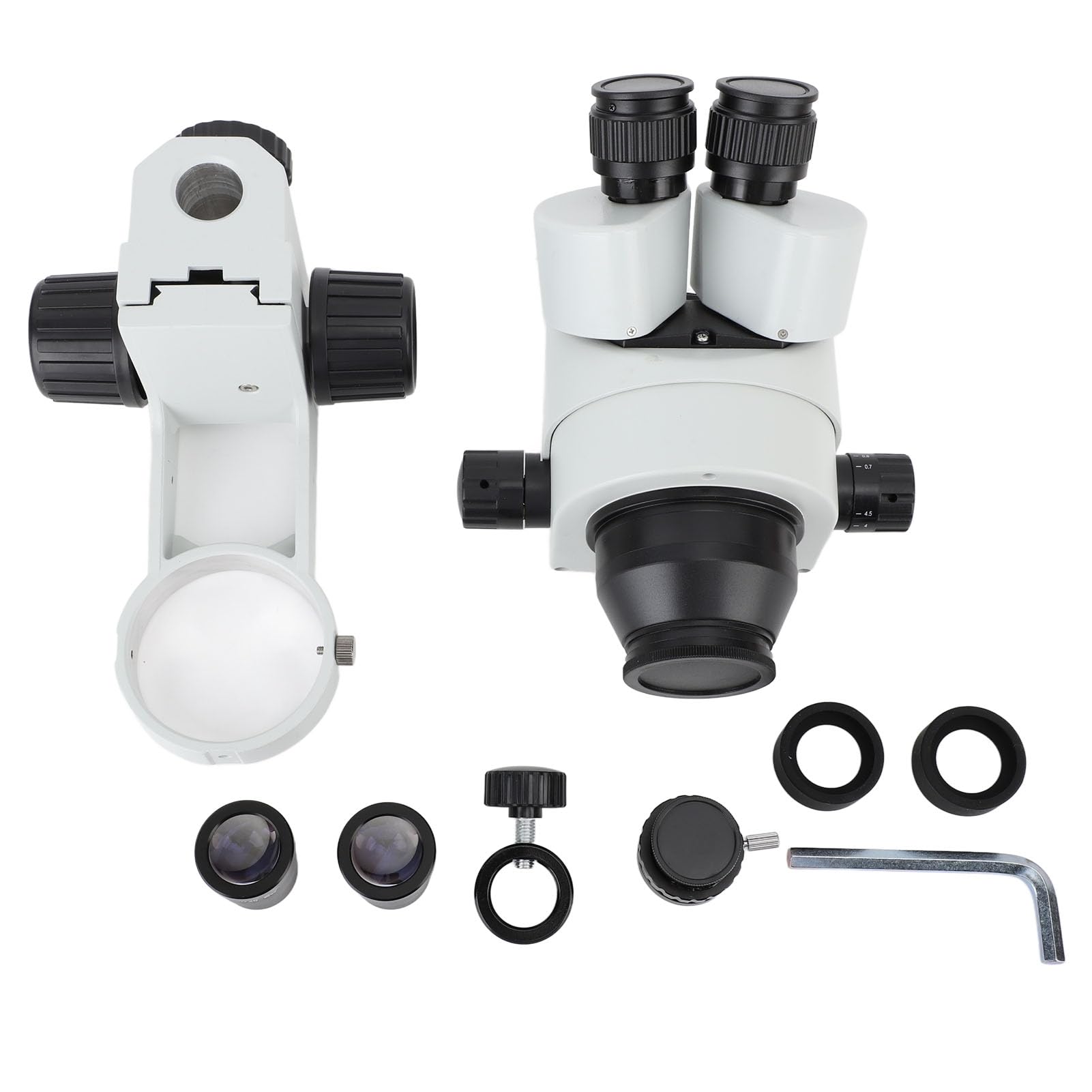 Microscopio Zoom Stereo Trinoculare, 4K 41MP 1080P USB Stereomicroscopio Trinoculare Girevole Microscopio Trinoculare con Supporto LED, Ingrandimento 7x a 45x (Spina europea)