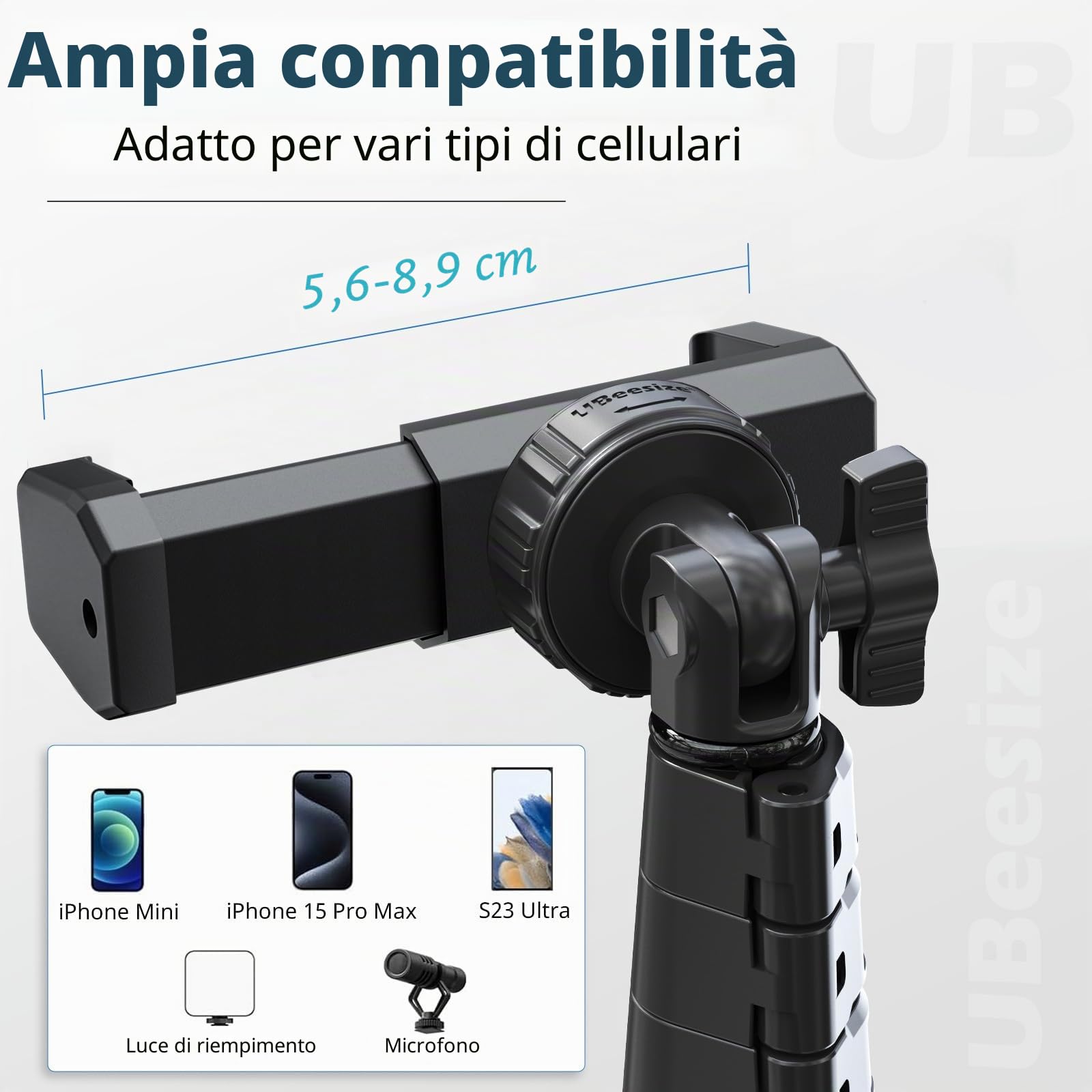 UBeesize 157cm Bastone Selfie Treppiede Selfie Stick Treppiede per telefono cellulare, treppiede smartphone estensibile con telecomando Bluetooth per iPhone e telefoni Android