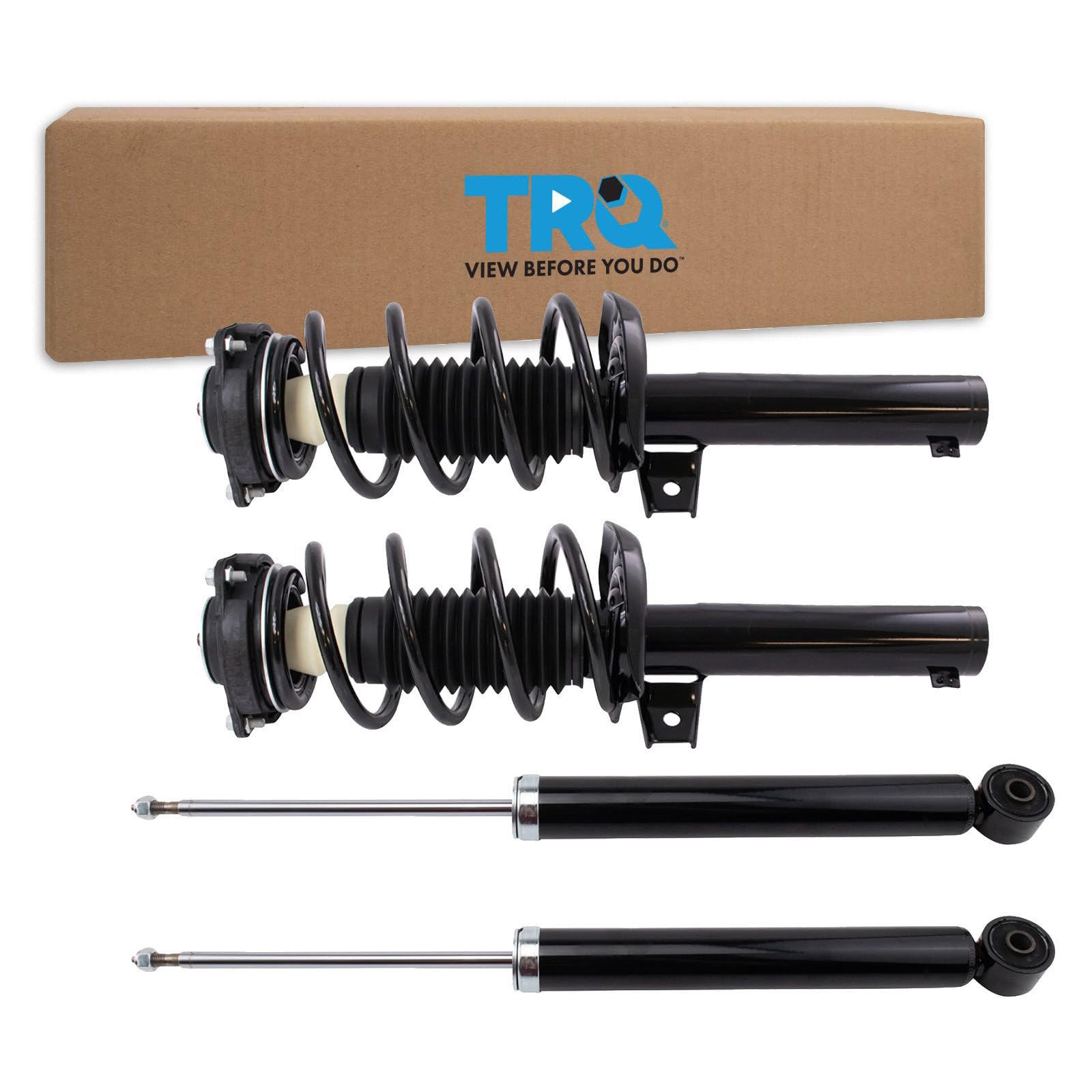 TRQ Front and Rear Complete Strut Assembly &amp; Shock Absorber Kit Complete Strut &amp; Coil Spring Assembly Compatible with 2012-2019 Volkswagen Beetle