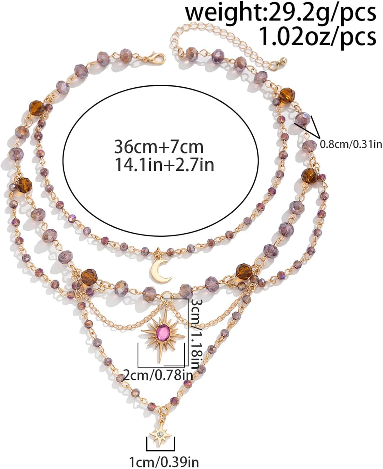 Renaissance Necklace for Women Layered Moon Star Fairy Necklace Crystal Sun and Moon Choker Necklace Fairy Cosplay Jewelry - Image 2