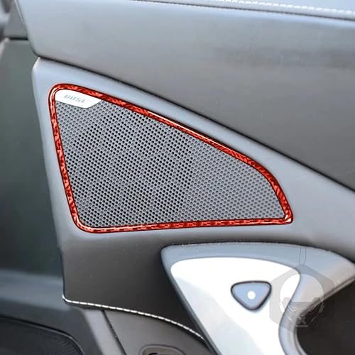 UOADA Juego de 3 piezas de fibra de carbono roja Accesorios para el interior del coche Cubierta del altavoz Trim para Chevrolet Corvette C7