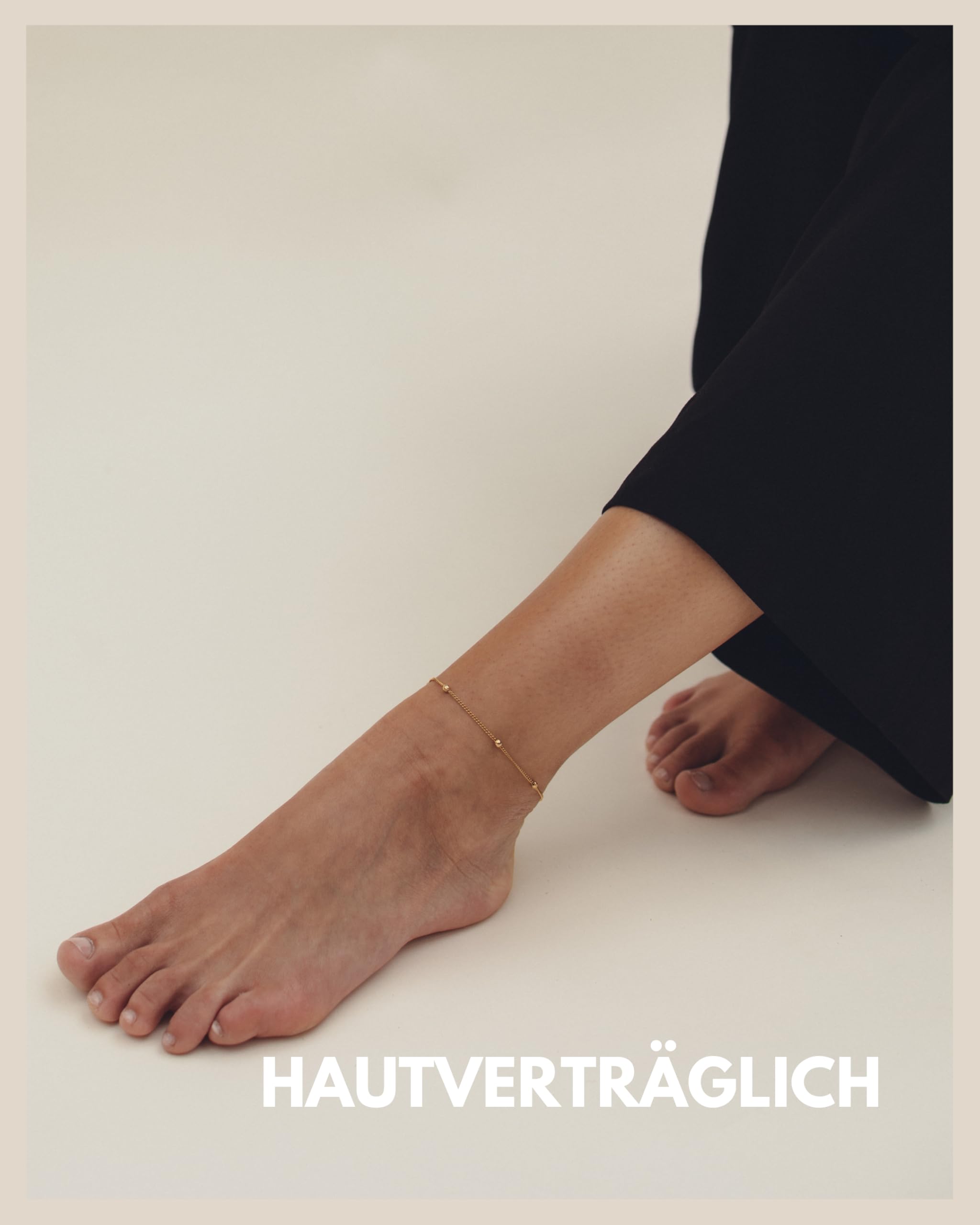 Fußkettchen für Damen Silber - Wasserfest - Fußkette mit kleinen Perlen Dots - Frauen Edelstahl Fußschmuck