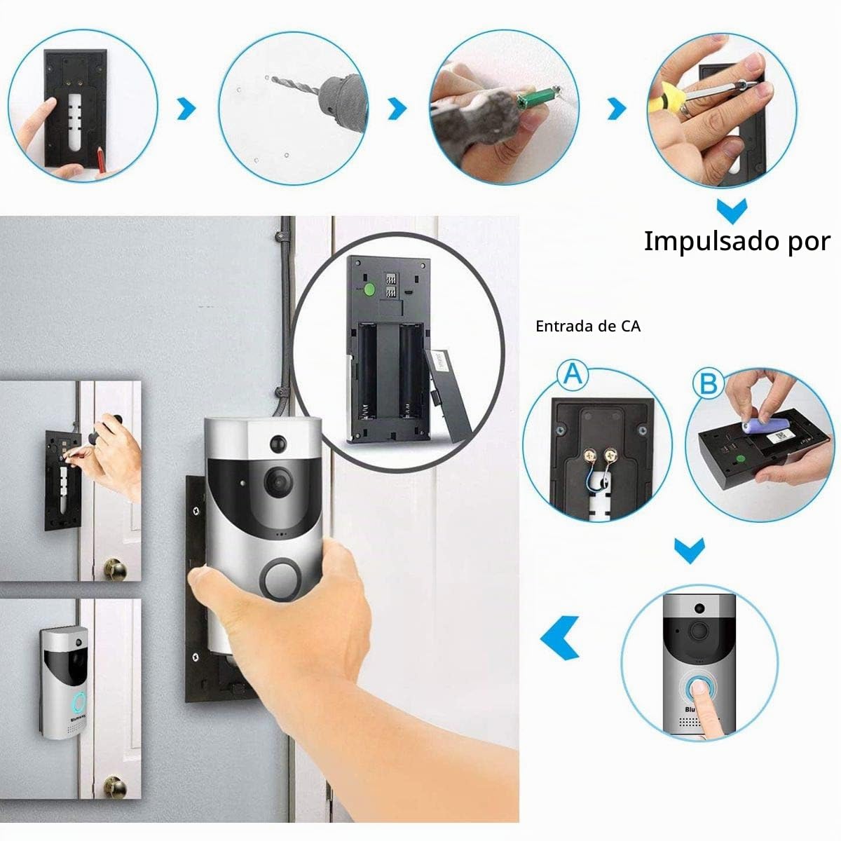 MILLARCO Timbre de Video, IP33 Resistente al Agua para Exteriores Video Door Bell 720P HD WiFi cámara de vigilancia con batería, vídeo en Tiempo Real, conversación bidireccional y aplicación de