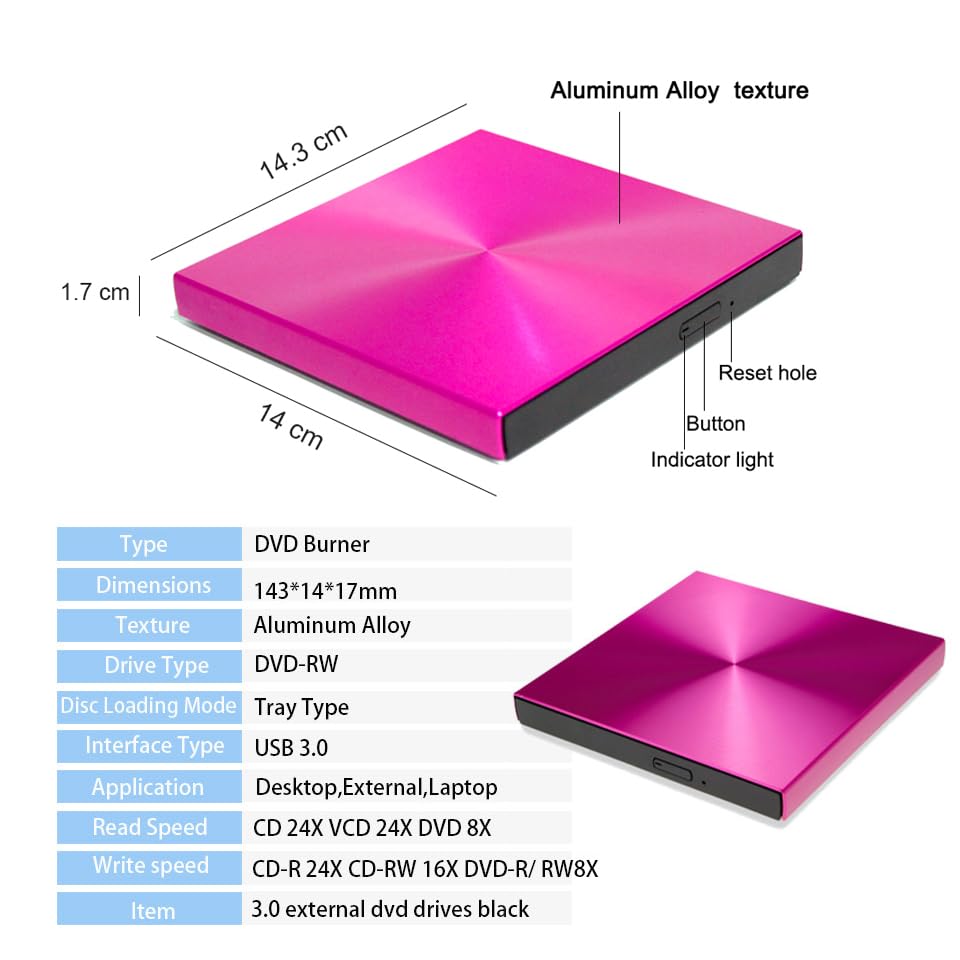 Lectora externa de DVDs y CDs USB 3.0 portátil miniatura 5