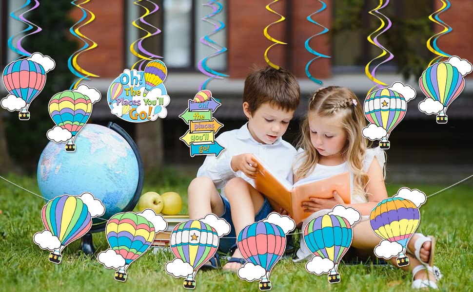 "Oh The Places You'll Go" Banner - Dr. Seuss Inspired Party Decor For Graduation & Baby Showers (63" Long)