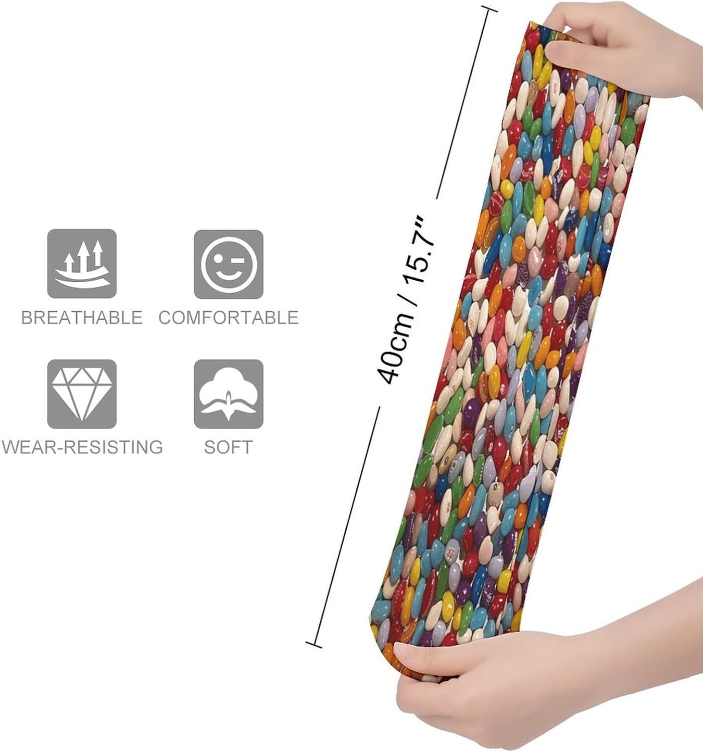 Assorted Jelly Beans Crew Socks Casual Breathable Calf Socks | Cushion Running Athletic Socks Long Performance Breathable Sports Socks for Women Men