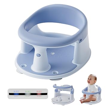 Baby Bath Seat for Babies 6 Months & Up - 360 Protection Bath Seats for Babies Sitting Up | Baby Bath Chair with Temperature Alert & Cushion | Toddler Bath Seat Newborn Infants Baby Bathtub Seat