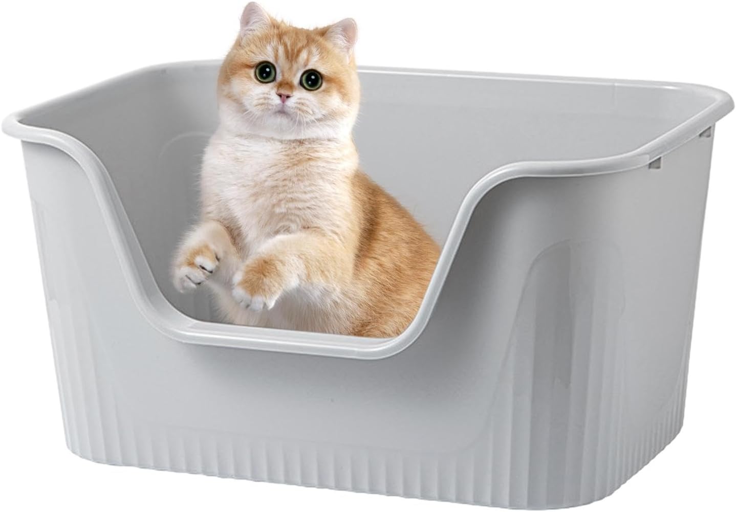 Extra Large Cat Litter Container with Open Top Design for Easy Access, Gray M