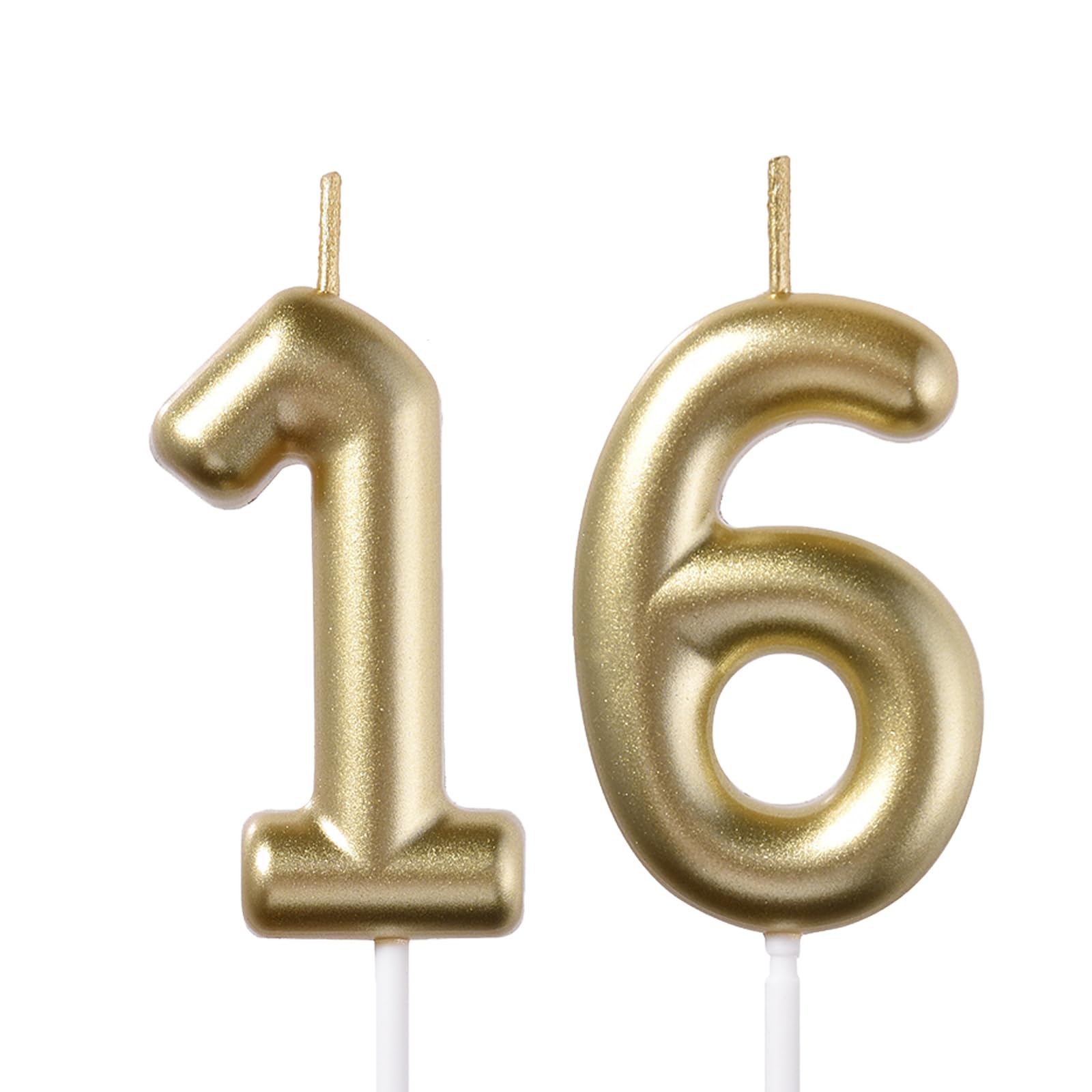 Photo 1 of 2.35 Inch Gold 16 & 61 Birthday Candles, 3D Diamond Number 16th & 61st Cake Topper for Boys Girls Birthday Party Decorations Theme Party