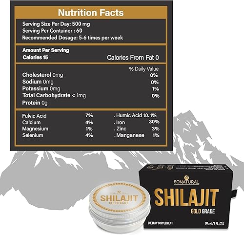 Miniatura 8 de SoNatural Shilajit Pure Himalayan Orgánico  1.06 oz de resina Shilajit 100% pura de grado dorado con ácido fúlvico y más de 85 minerales traza