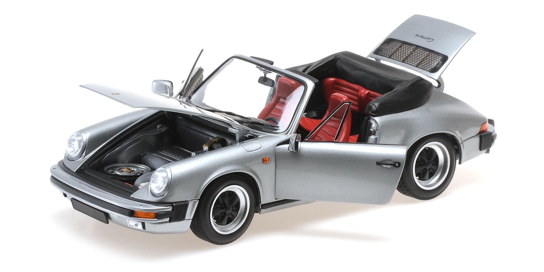 Minichamps 100063034 - Porsche 911 Carrer. 3.2 Cabriolet Grey Metallic 1983 - Scale 1/18 - Miniature Collectible Car