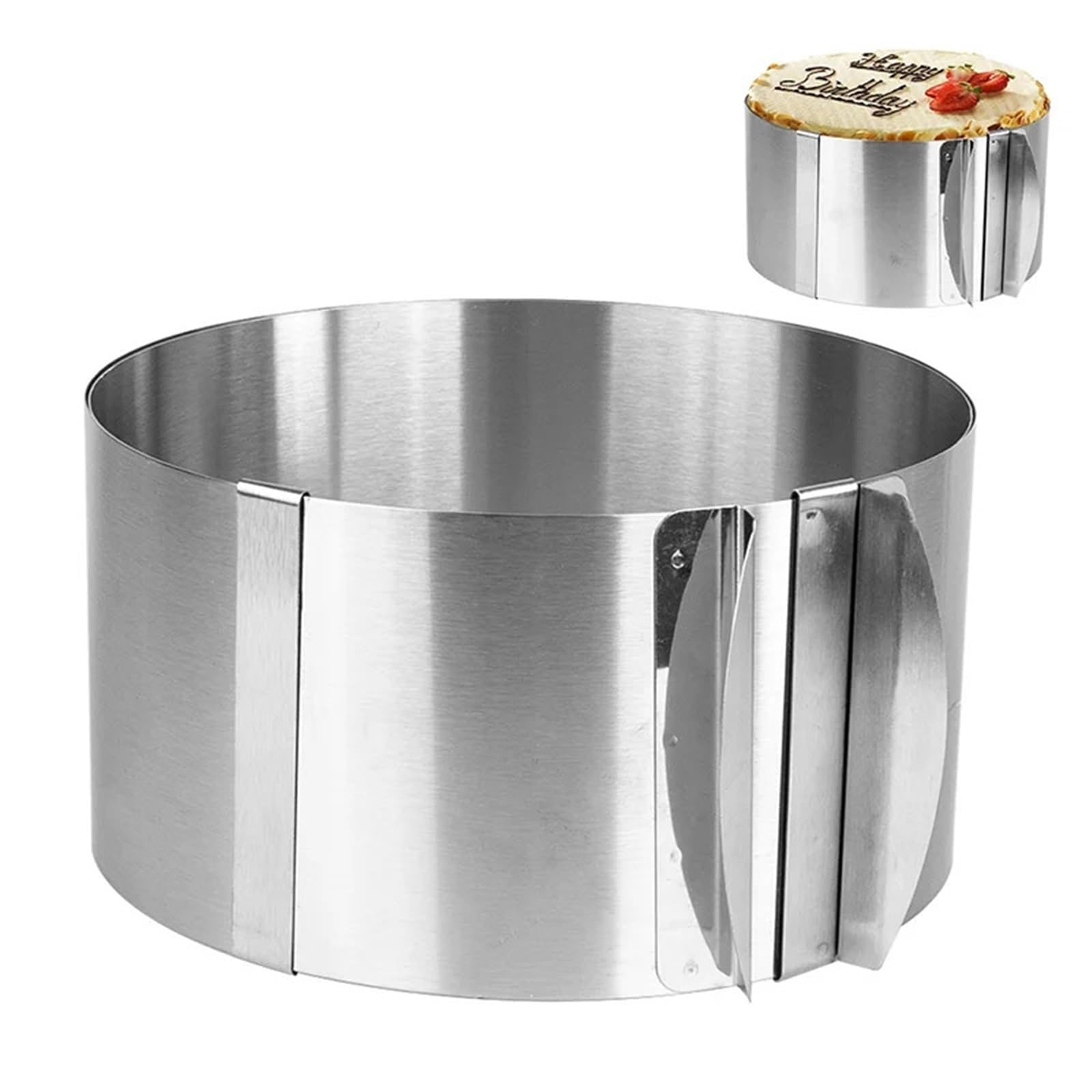 Anillos Para Tartas Anillo ajustable for Mousse, Collar for pastel, película envolvente, moldes de anillo, molde redondo for hornear, herramientas de decoración de postres de cocina Para Postre，Tartas