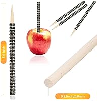 Vista 4 de 32 PIEZAS de Palitos de Manzana de Caramelo Brillantes de Bambú, Brochetas de Punta de Madera con Envoltura de Malla de Diamantes y Pedrería