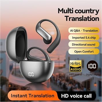 AI Language Translator Earbuds OWS 3 in 1 Translator Earbuds 144 Languages Accents for iOS and Android Travel Business Meetings Learning, Two Way Translator Device ,