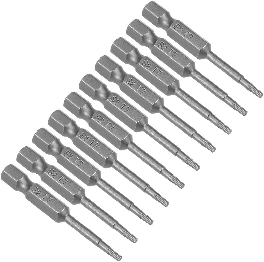 uxcell 10 Pcs T8 Magnetic Torx Screwdriver Bits, 1/4 Inch Hex Shank 2-inch Length S2 Power Tool