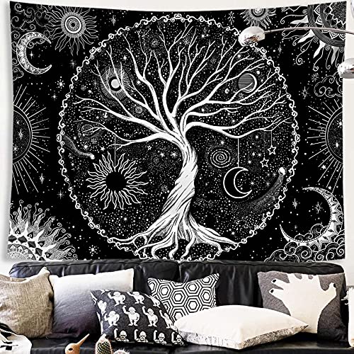 Spenlife Tree Of Life Tapestry Black Tapestry For Bedroom Spiritual Tapestry Aesthetic Galaxy Space Tapestry Wall Hanging For Bedroom (50×60 Inches) #TOP1