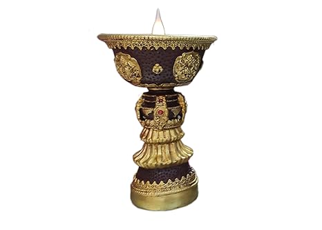 Agrobox Tibetan Electric Operated Lamp Golden & Black