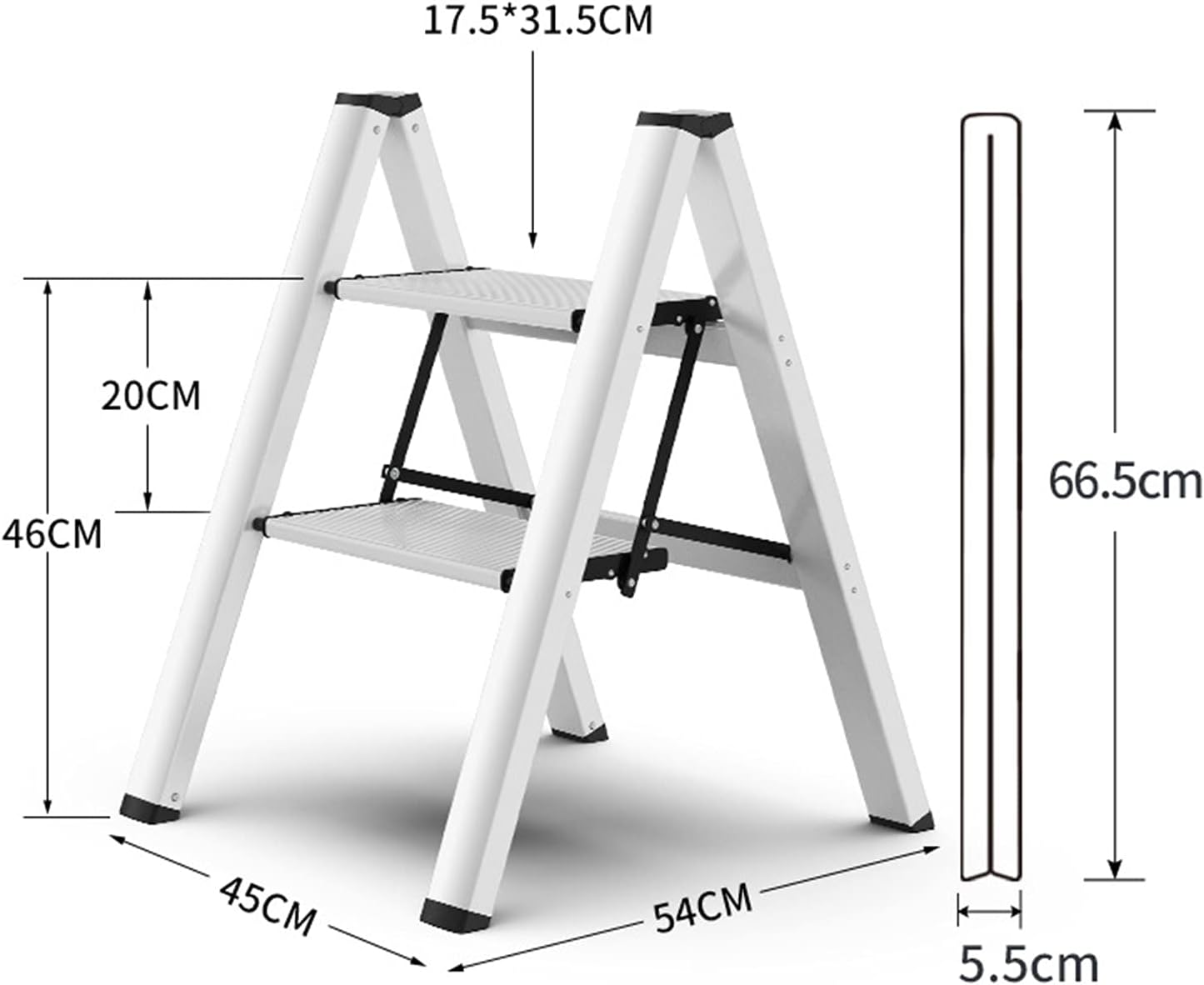 Step Ladder Ergonomic Folding Step Stool with Wide Anti-Slip Pedal Sturdy Ladder Stool for Adults Multi-Use Flower Shelf for Household, Kitchen, Office Step Ladder Stool