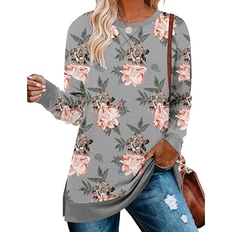 BETTE BOUTIK Jumpers for Women Long Sleeve Tops Crew Neck Sweatshirt Casual Loose Tunic Shirts Plus Size 22-24 Cover