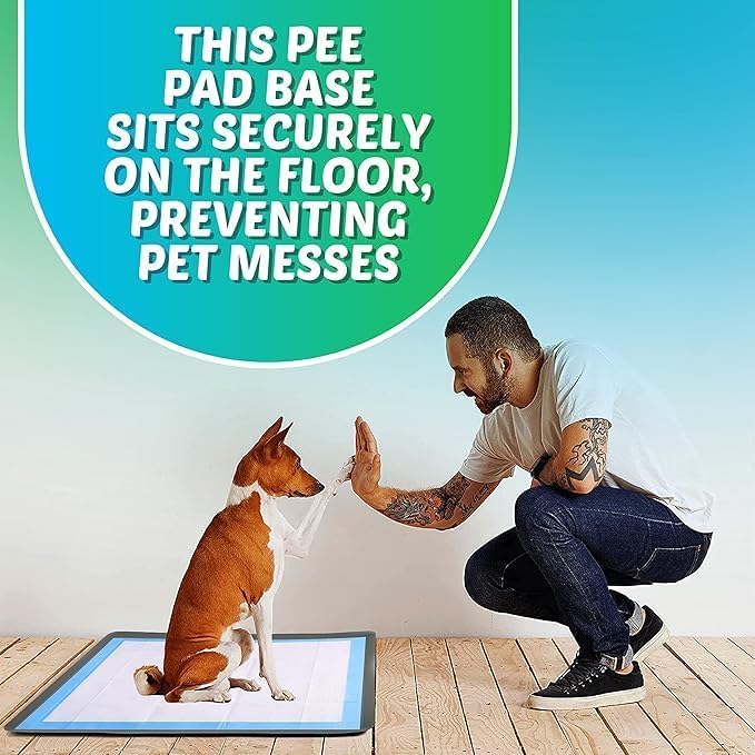 Image of TidyFriend 2 Pk Dog Pee Pad Holder Tray Fits for 27.5 inch x 44 inch Pee Pads with Corner Lock Holes, Raised Edges, Non-Spill, Easy to Clean Silicone Dog Potty Tray Holder, for Indoor Floor Protection (Grey)