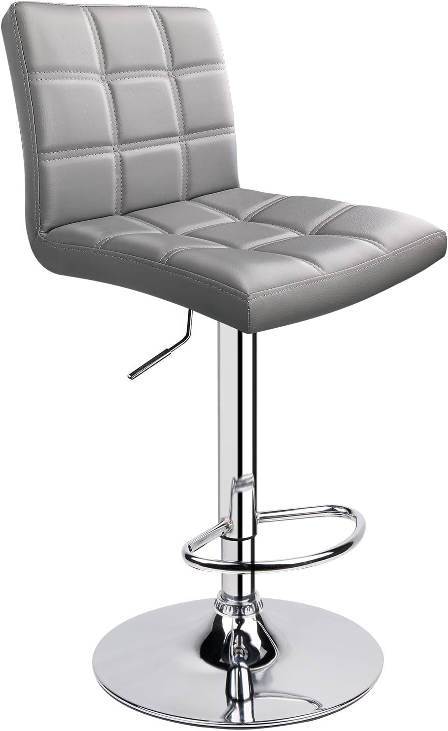 Leopard Modern Square PU Leather Adjustable Bar Stools with Back, Square Back Bar Stools Set of 2, Bar Height Swivel Barstools for Kitchen Counter (Black)