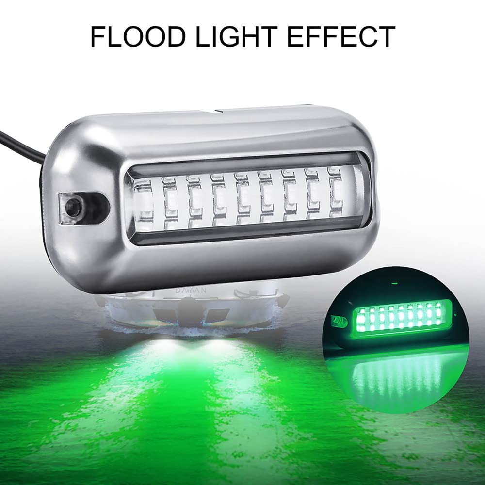 Luci marine della barca Luce di poppa della barca subacquea, 42 luci di poppa dell'acciaio inossidabile del LED, lampada di lavoro dei fanali posteriori della barca IP68 (rosso)