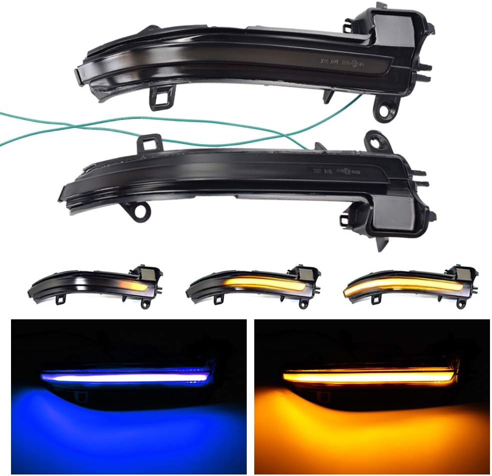 LED Dynamic Turn Signal Light Side Mirror Blinker Sequential Lamp for Bmw 1 2 3 4 Series F20 F30 F31 F21 F22 F23 F32 F33 F34 X1 E84 (Blue-Yellow)