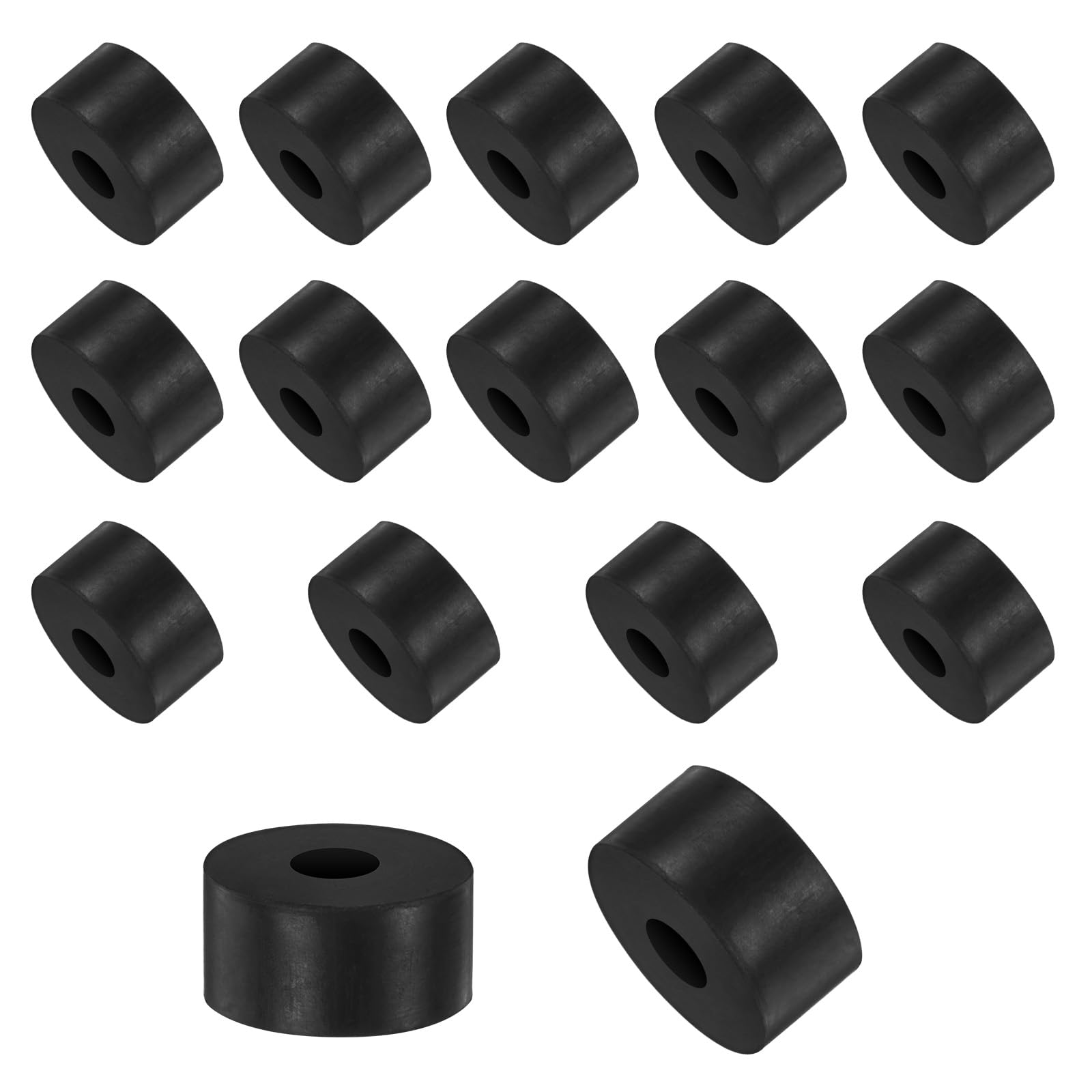 M METERXITY 16-Pack Rubber Spacer 0.39" ID 1.18" OD 0.59" Thick Neoprene Anti Vibration Pads Round Isolation Washers Bushings for Cars/Boats/Home/Machinery, Shock Noise Reduction Pads [Black]