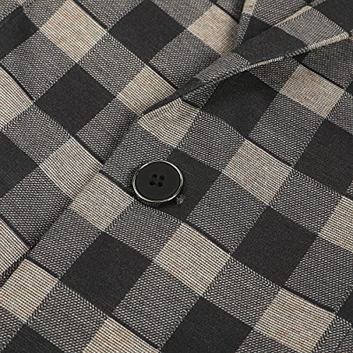 Boyland Mens Plaid Stripe Single Breasted Suit Jacket Casual Notched Lapel One Button Sport Coat Blazer #TOP5