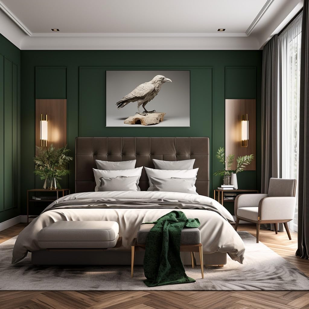 Canvas for Living room. Sculpted Serenity: A Crow's Perch in Monochromatic Grace, 27 x 18 inch Canvas Wall Art - Contemporary Masterpieces - Modern Home Decor - 69x46 cm (27x18 inch)