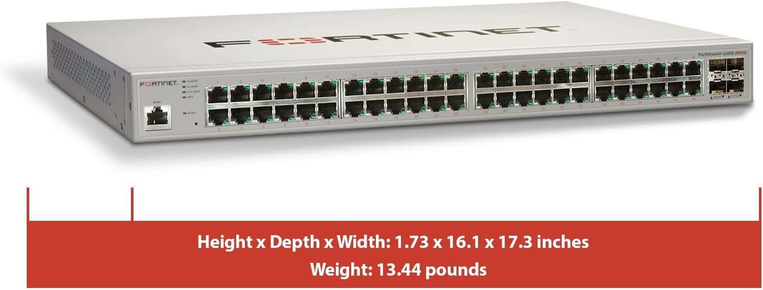 Fortinet FS-248E-FPOE FortiSwitch 48-Port PoE Gigabit Switch (Renewed)
